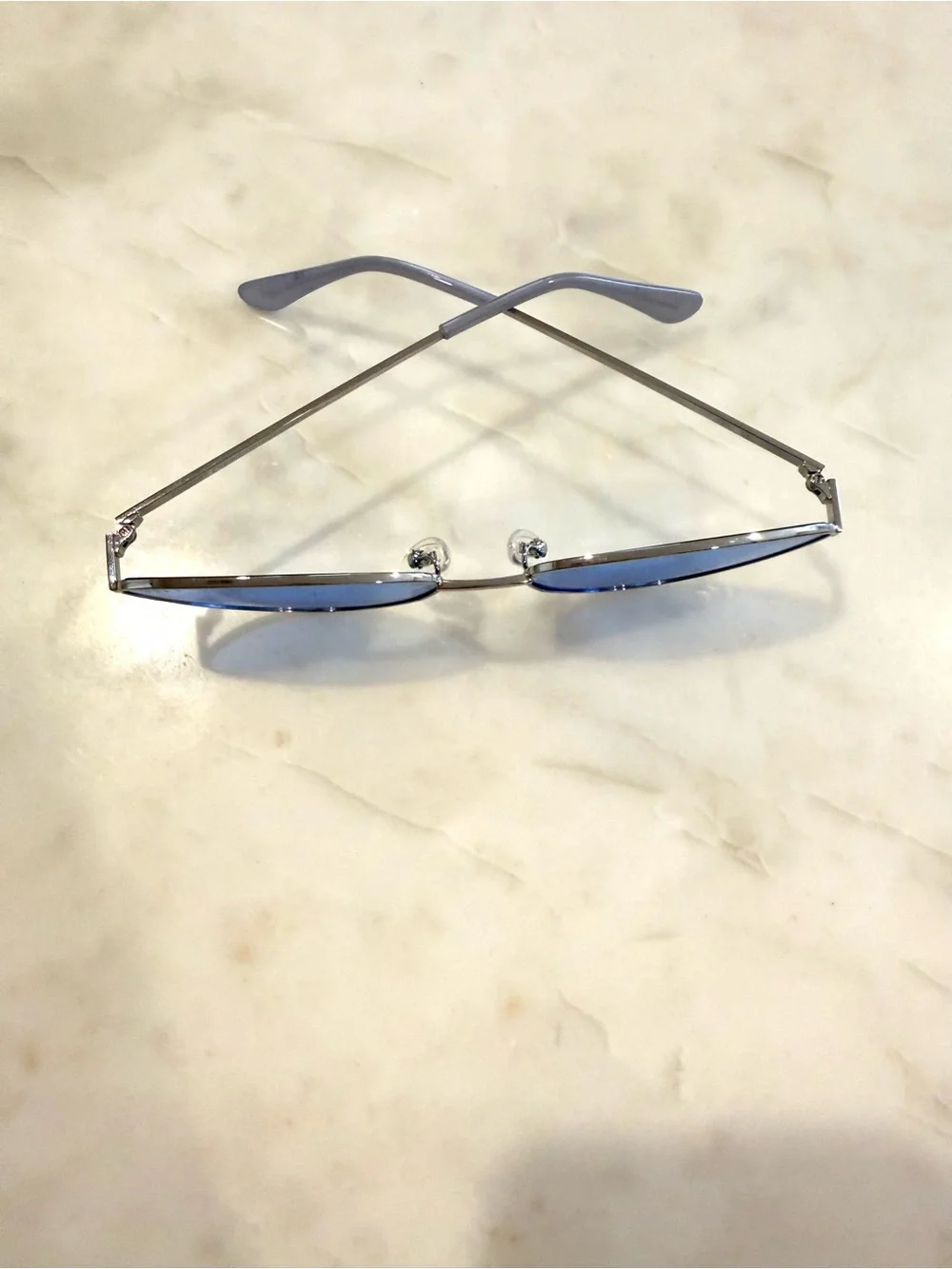 Diff Eyewear Silver Cat Eye Sunglasses with Blue Lenses